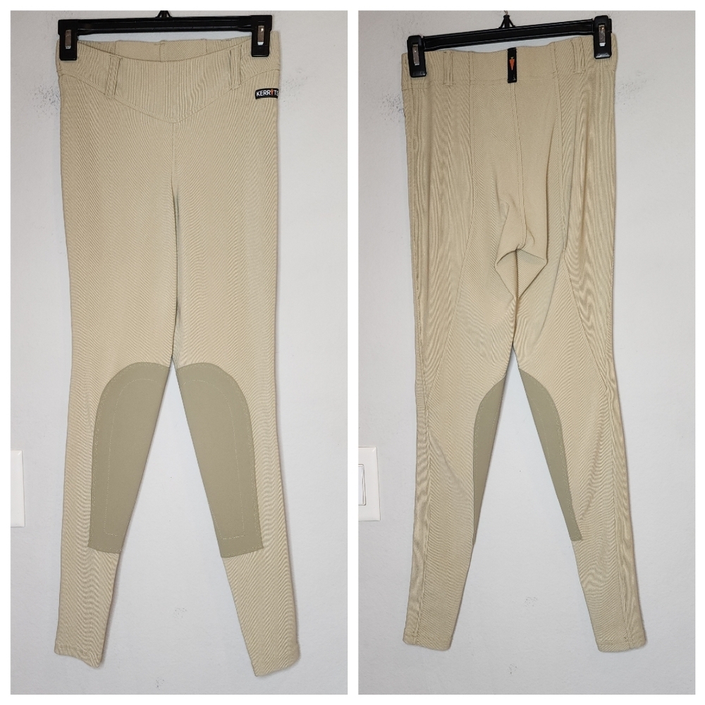 Kerrits Tan Microcord Knee Patch Equestrian Riding Tight Pants Small Pull On
